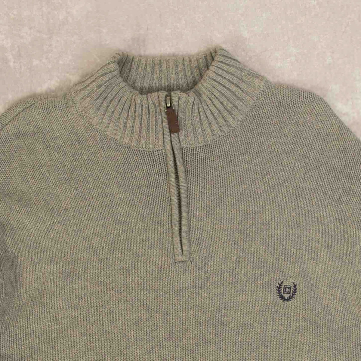 MEN'S VINTAGE CHAPS QUARTER ZIP KNITTED JUMPER - XX-LARGE