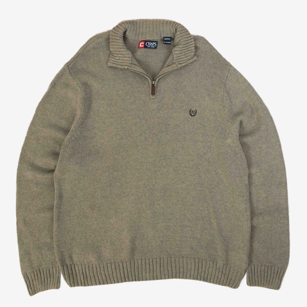 MEN'S VINTAGE CHAPS QUARTER ZIP KNITTED JUMPER - XX-LARGE