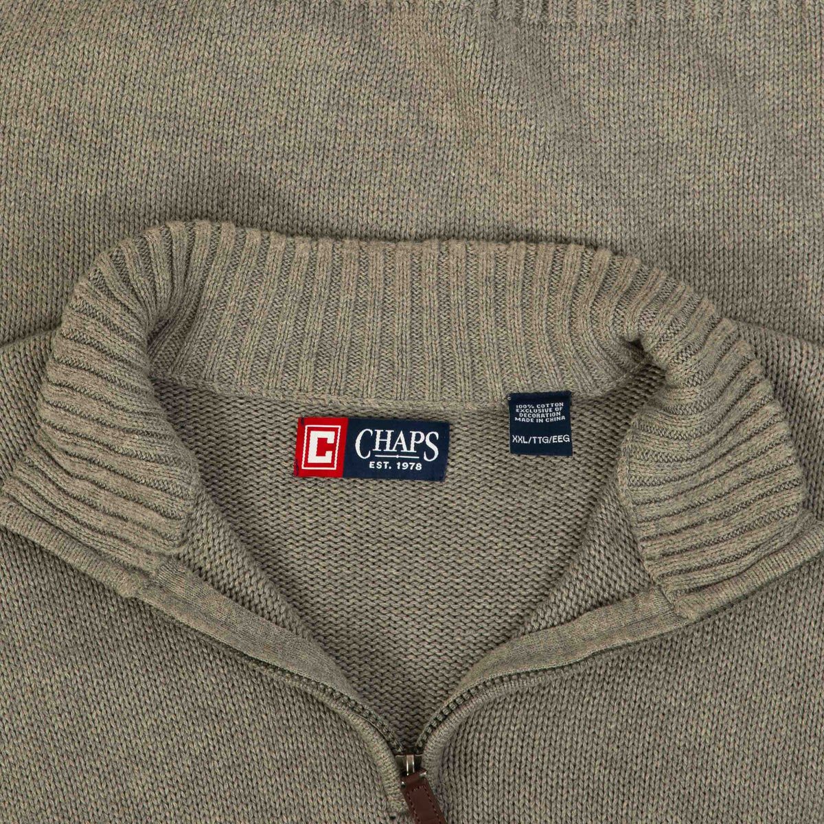 MEN'S VINTAGE CHAPS QUARTER ZIP KNITTED JUMPER - XX-LARGE