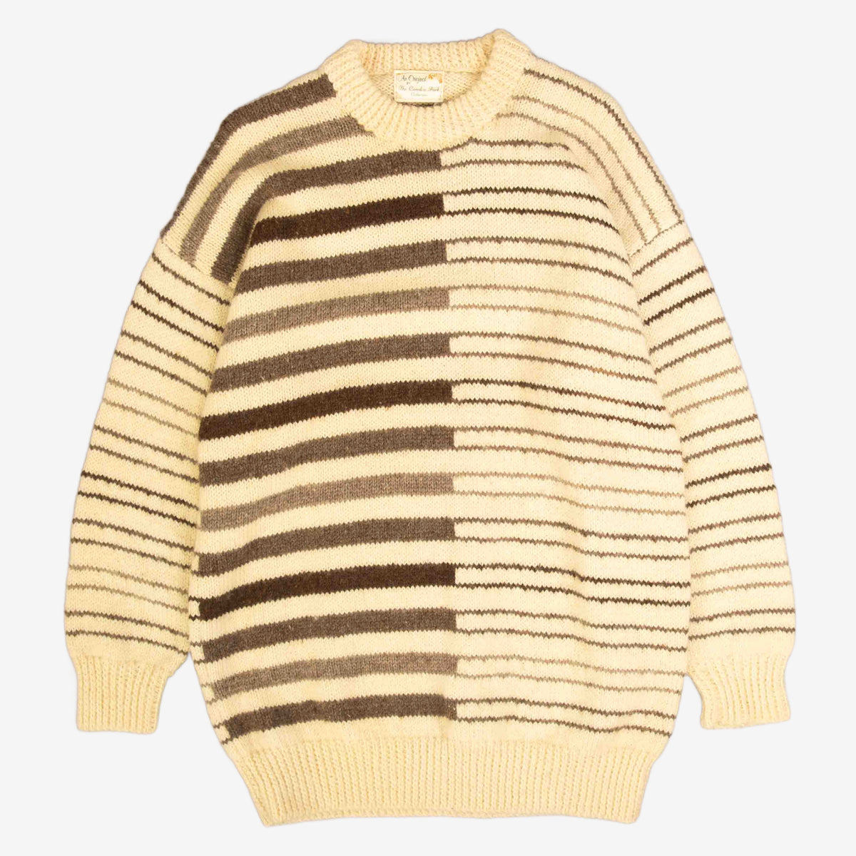 WOMEN'S VINTAGE 1980S STRIPED KNITTED JUMP JUMPER - LARGE
