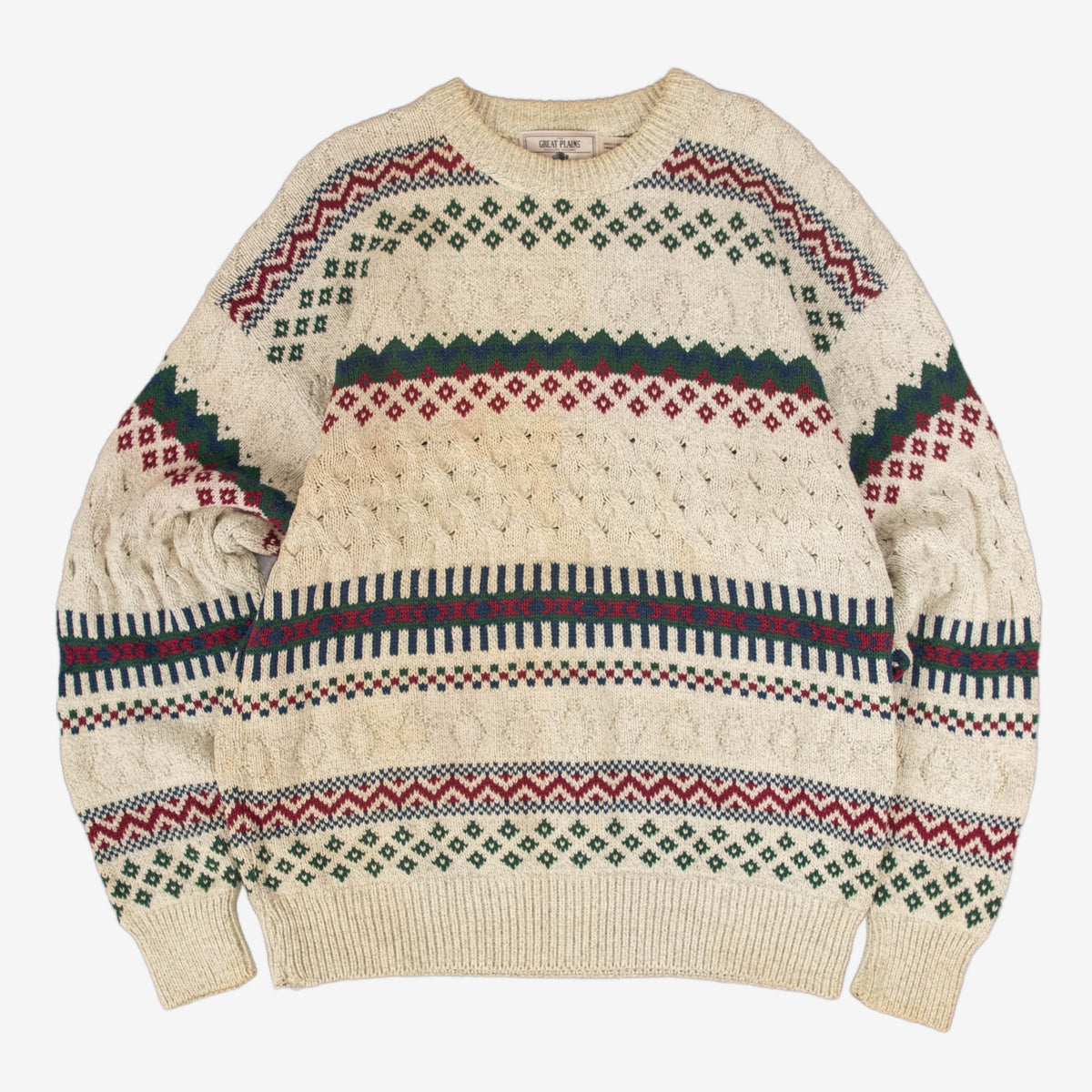 MEN'S VINTAGE 1990S STRUCTURED HEAVYWEIGHT KNITTED JUMPER - LARGE