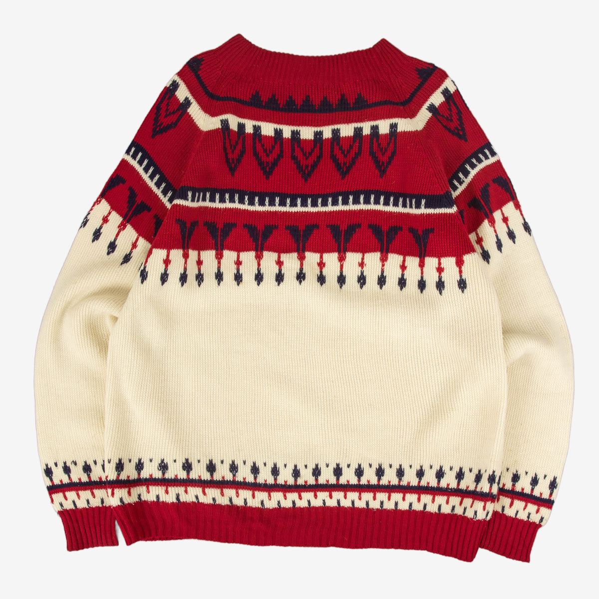 WOMEN'S VINTAGE 1970S JC PENNEY PATTERNED KNITTED JUMPER - X-LARGE