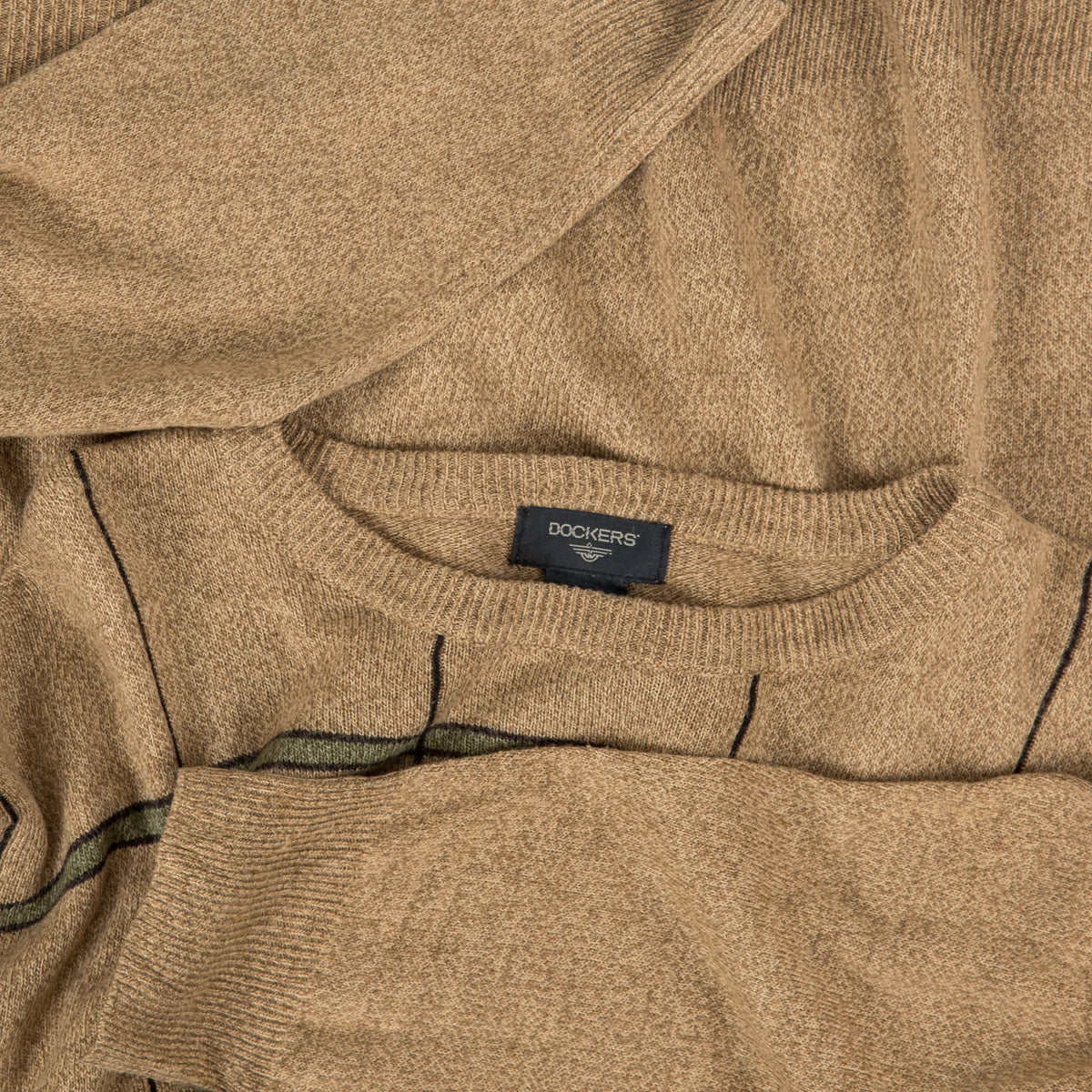 WOMEN'S VINTAGE DOCKERS CHECKED KNITTED JUMPER - LARGE