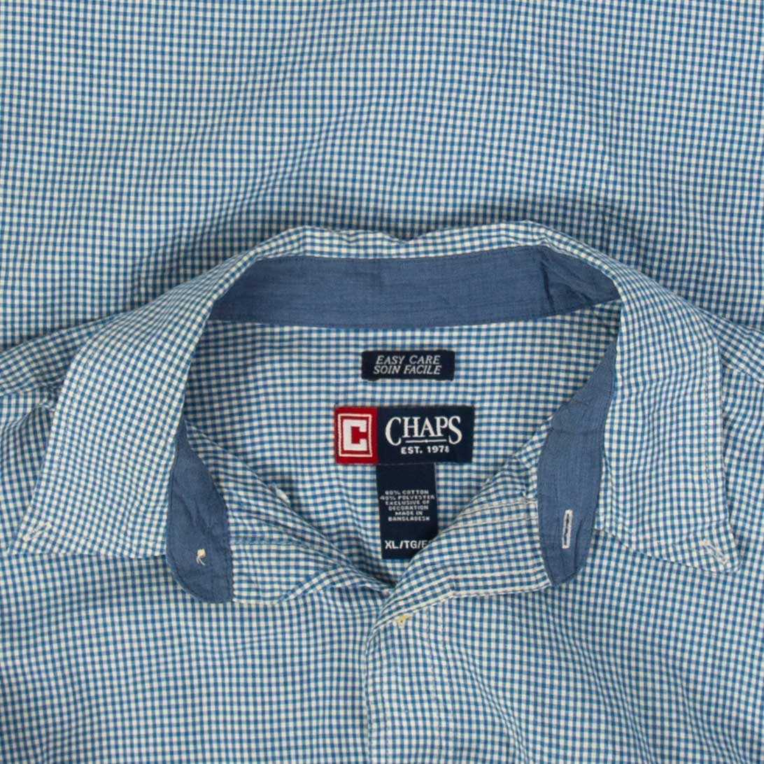MEN'S VINTAGE CHAPS CHECKED COTTON SHIRT - X-LARGE