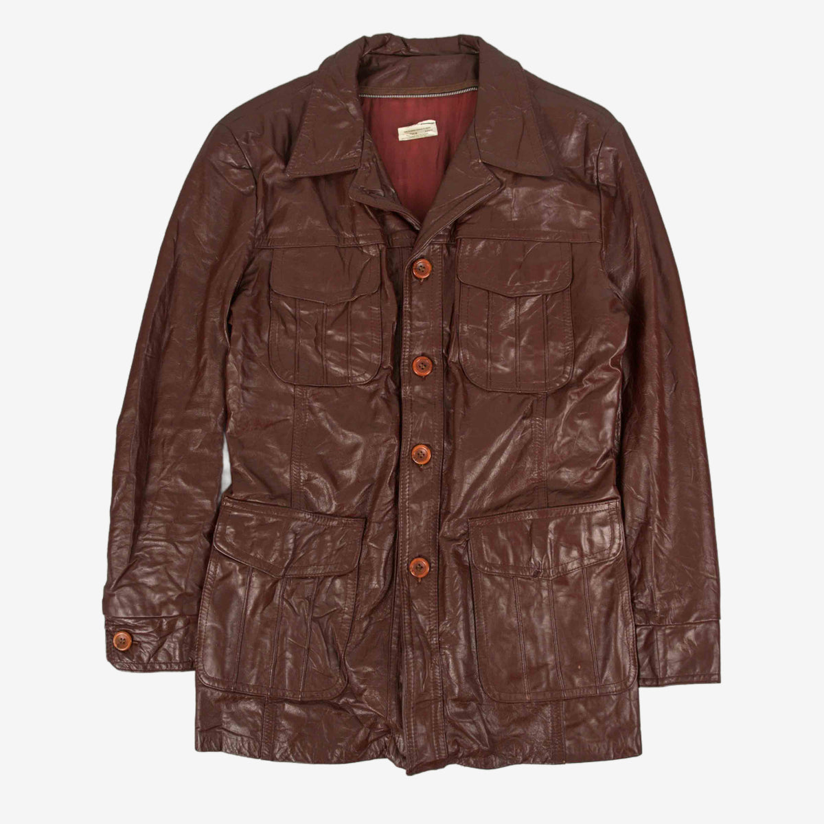 WOMEN'S VINTAGE 1980S OXBLOOD LEATHER TRENCH JACKET - MEDIUM