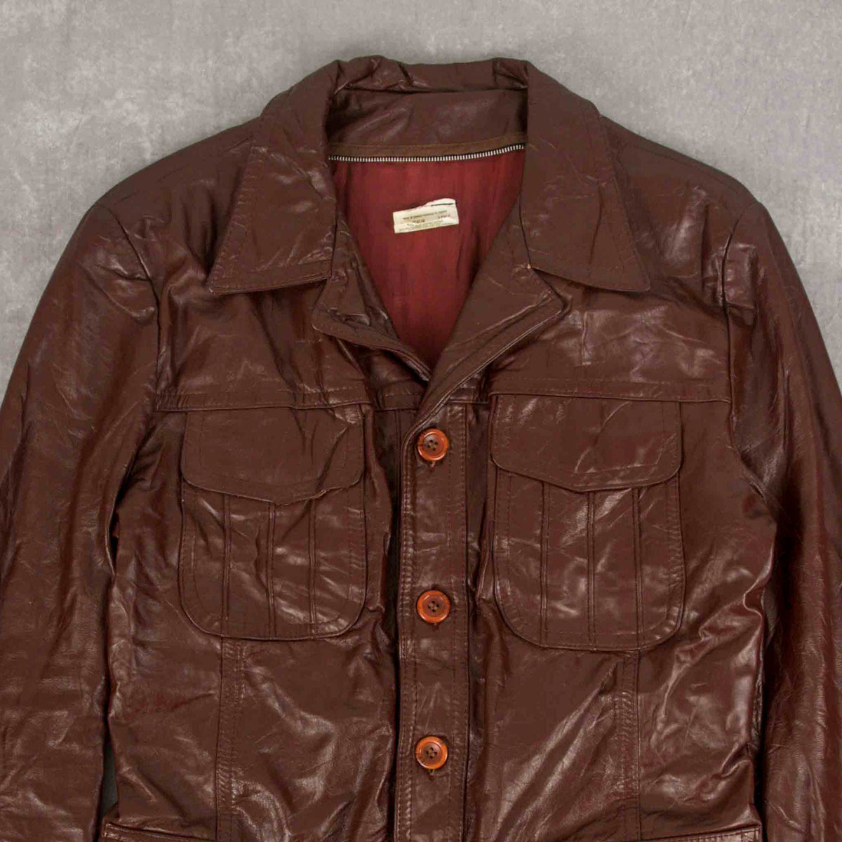 WOMEN'S VINTAGE 1980S OXBLOOD LEATHER TRENCH JACKET - MEDIUM