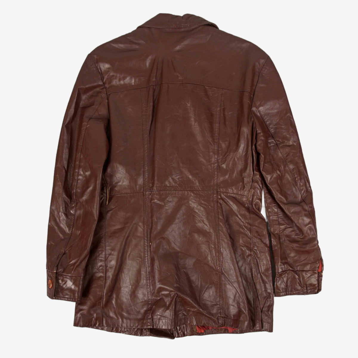 WOMEN'S VINTAGE 1980S OXBLOOD LEATHER TRENCH JACKET - MEDIUM