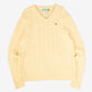 WOMEN'S VINTAGE 1990S STRUCTURED V-NECK WOOL KNITTED JUMPER - X-LARGE
