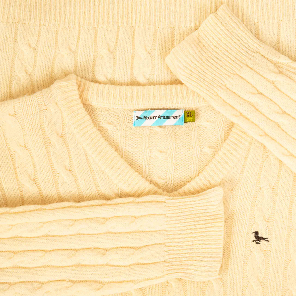 WOMEN'S VINTAGE 1990S STRUCTURED V-NECK WOOL KNITTED JUMPER - X-LARGE