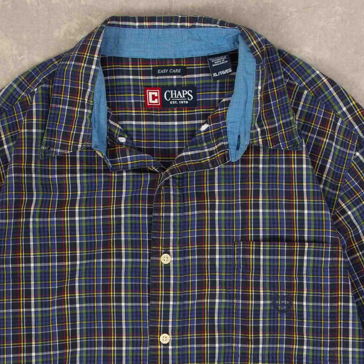 MEN'S VINTAGE CHAPS CHECKED SHIRT - X-LARGE
