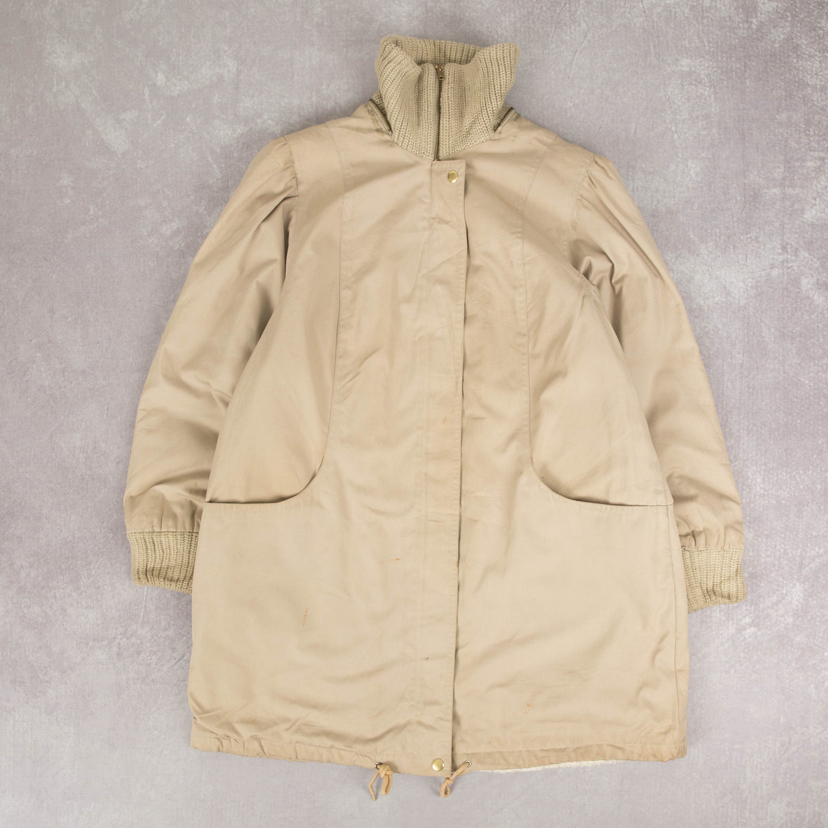 WOMEN'S VINTAGE 1980S JC PENNEY SHERPA LINED HOODED JACKET - MEDIUM