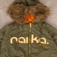 WOMEN'S VINTAGE NAIKA REVERSIBLE HOODED PUFFER JACKET - MEDIUM
