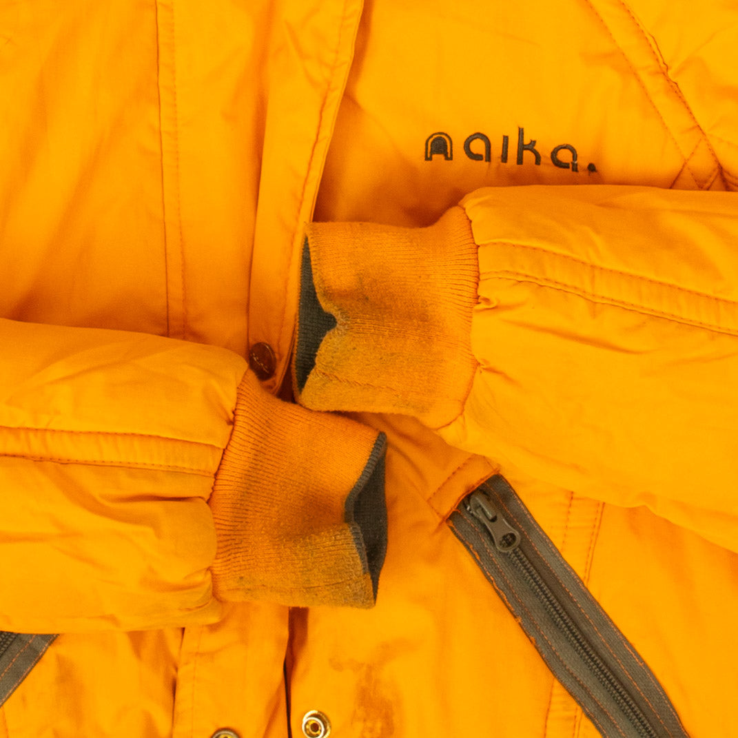 WOMEN'S VINTAGE NAIKA REVERSIBLE HOODED PUFFER JACKET - MEDIUM