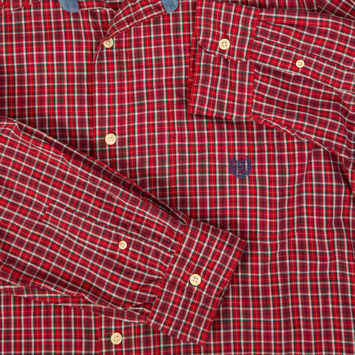 MEN'S VINTAGE CHAPS CHECKED COTTON SHIRT - LARGE