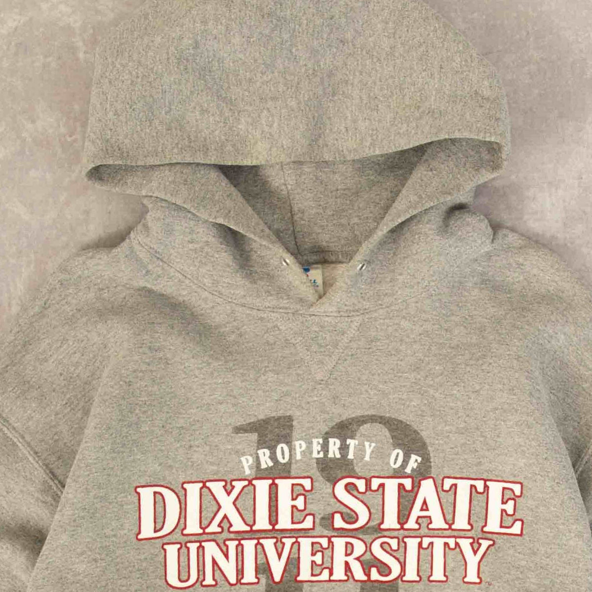 MEN'S VINTAGE RUSSELL ATHLETIC DIXIE STATE UNIVERSITY HOODED SWEATSHIRT - LARGE