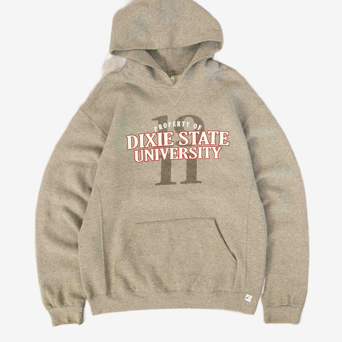 MEN'S VINTAGE RUSSELL ATHLETIC DIXIE STATE UNIVERSITY HOODED SWEATSHIRT - LARGE