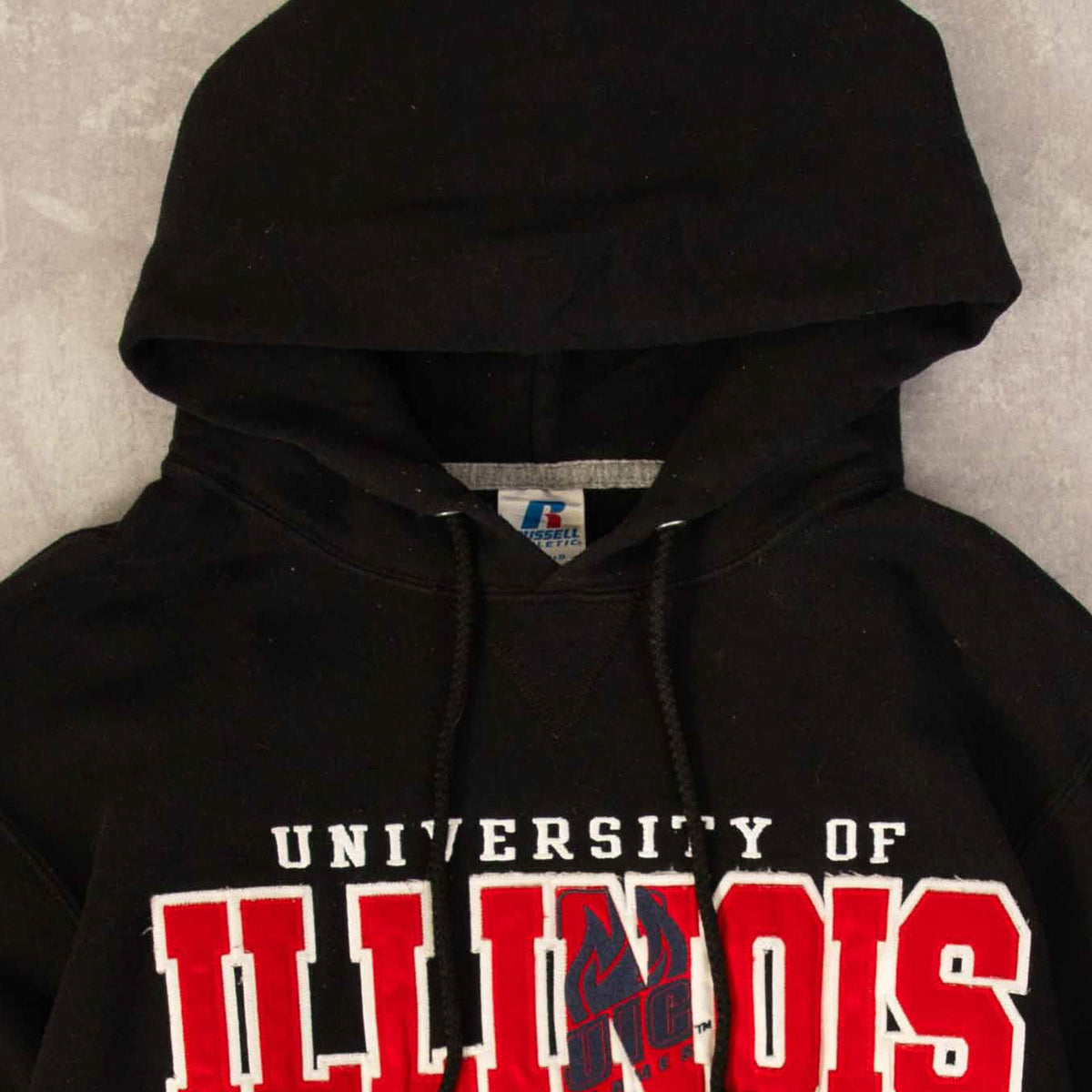 MEN'S VINTAGE RUSSELL ATHLETIC UNIVERSITY OF ILLINOIS HOODED SWEATSHIRT - SMALL