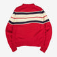 WOMEN'S VINTAGE 1980S STRIPED MOCK NECK KNITTED JUMPER - LARGE
