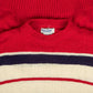WOMEN'S VINTAGE 1980S STRIPED MOCK NECK KNITTED JUMPER - LARGE