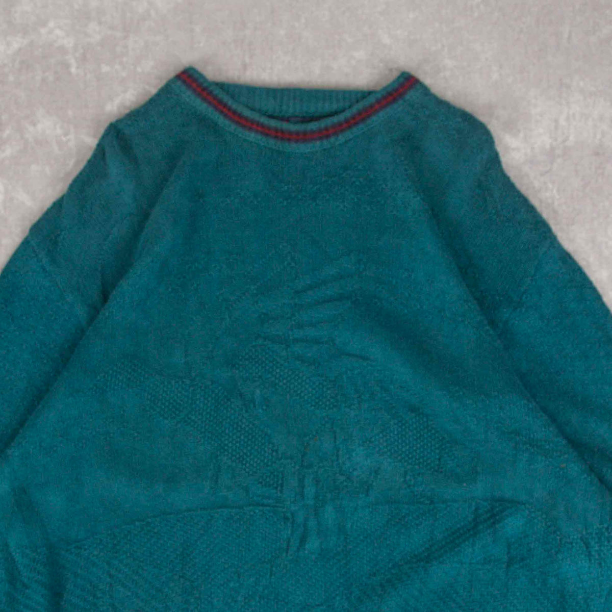 MEN'S VINTAGE 1990S PATTERNED KNITTED JUMPER - LARGE