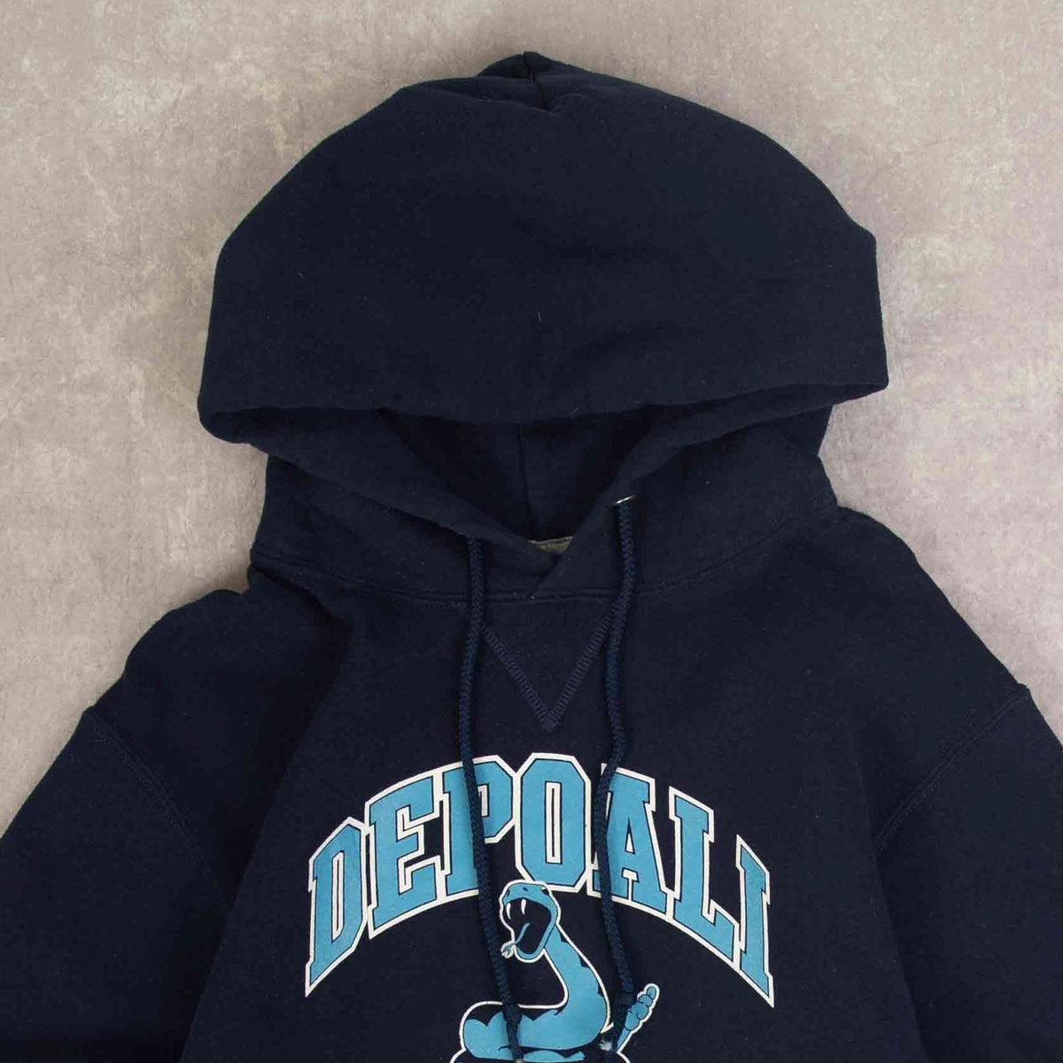 MEN'S VINTAGE RUSSELL ATHLETIC DEPOALI ATHLETES HOODED SWEATSHIRT - SMALL