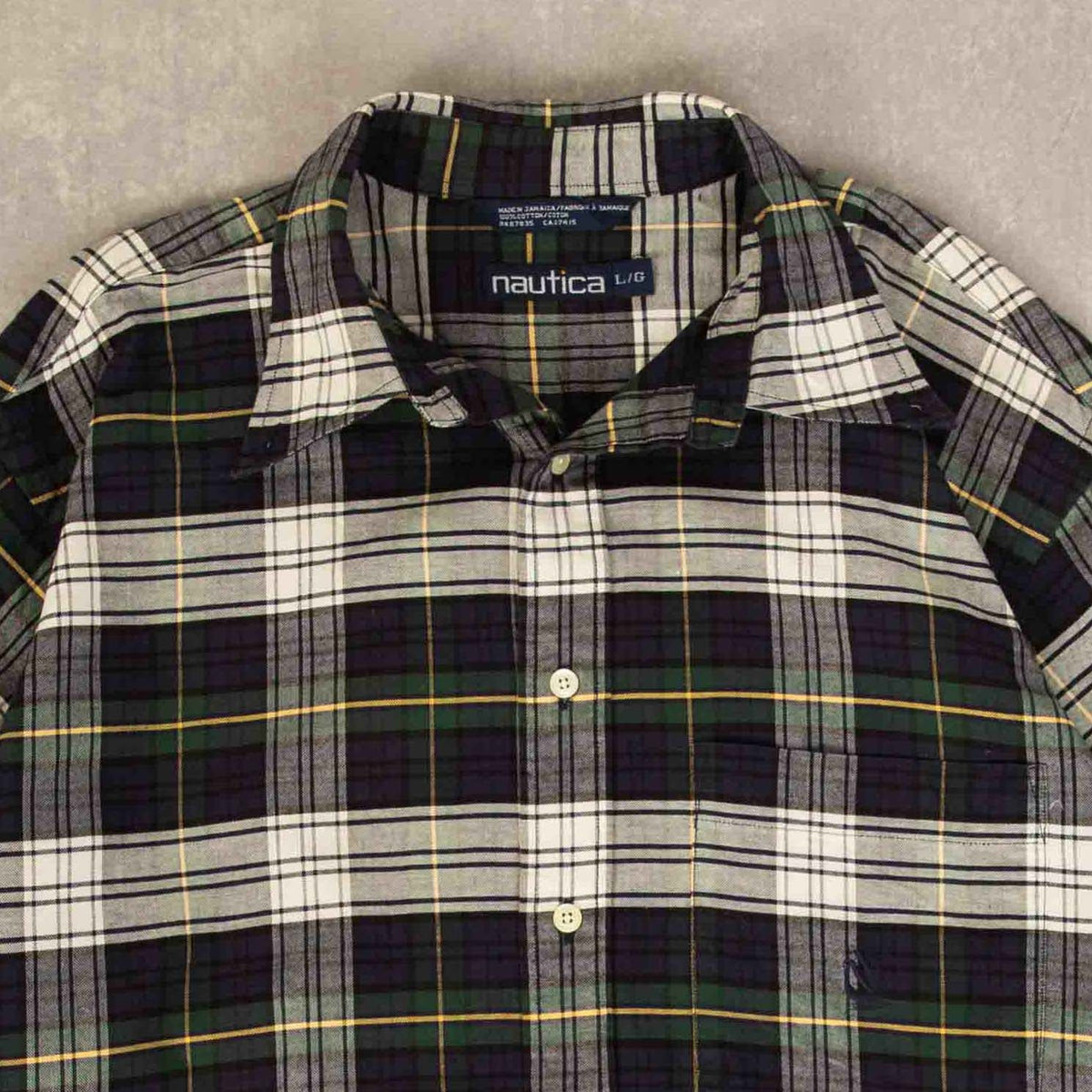 MEN'S VINTAGE NAUTICA CHECKED LONG SLEEVE SHIRT - X-LARGE