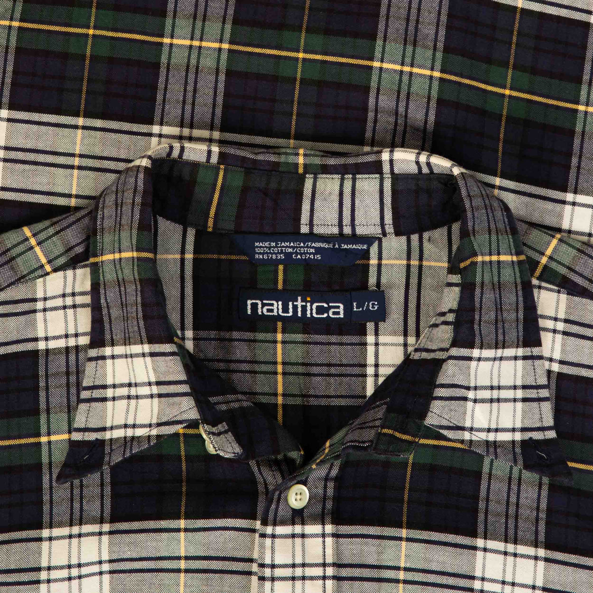 MEN'S VINTAGE NAUTICA CHECKED LONG SLEEVE SHIRT - X-LARGE