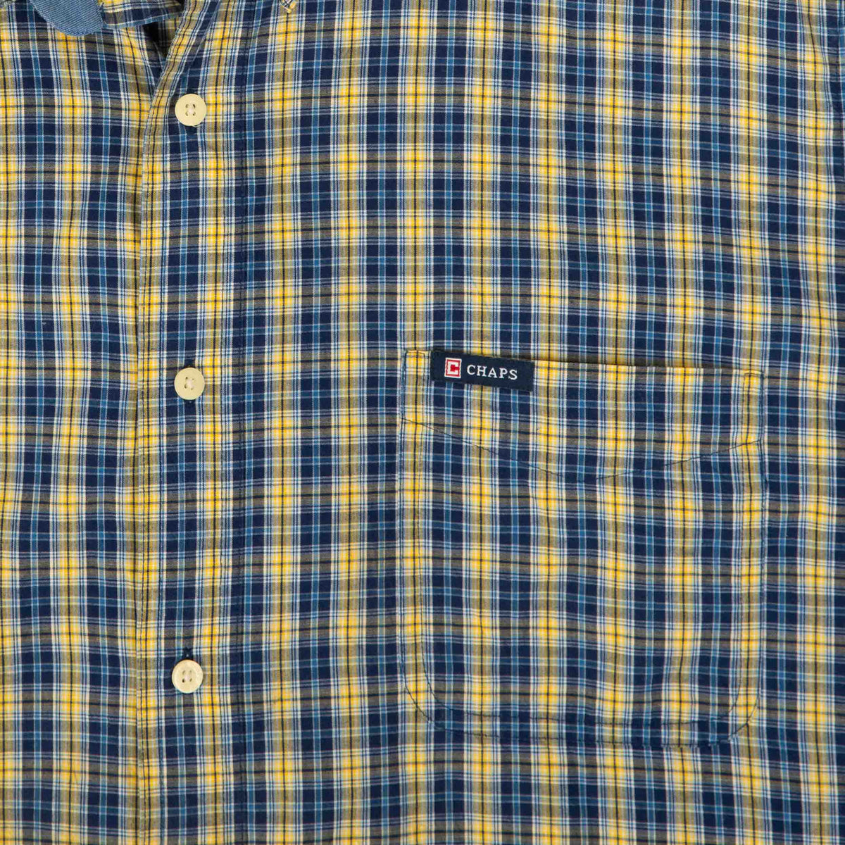 MEN'S VINTAGE CHAPS CHECKED COTTON SHIRT - X-LARGE