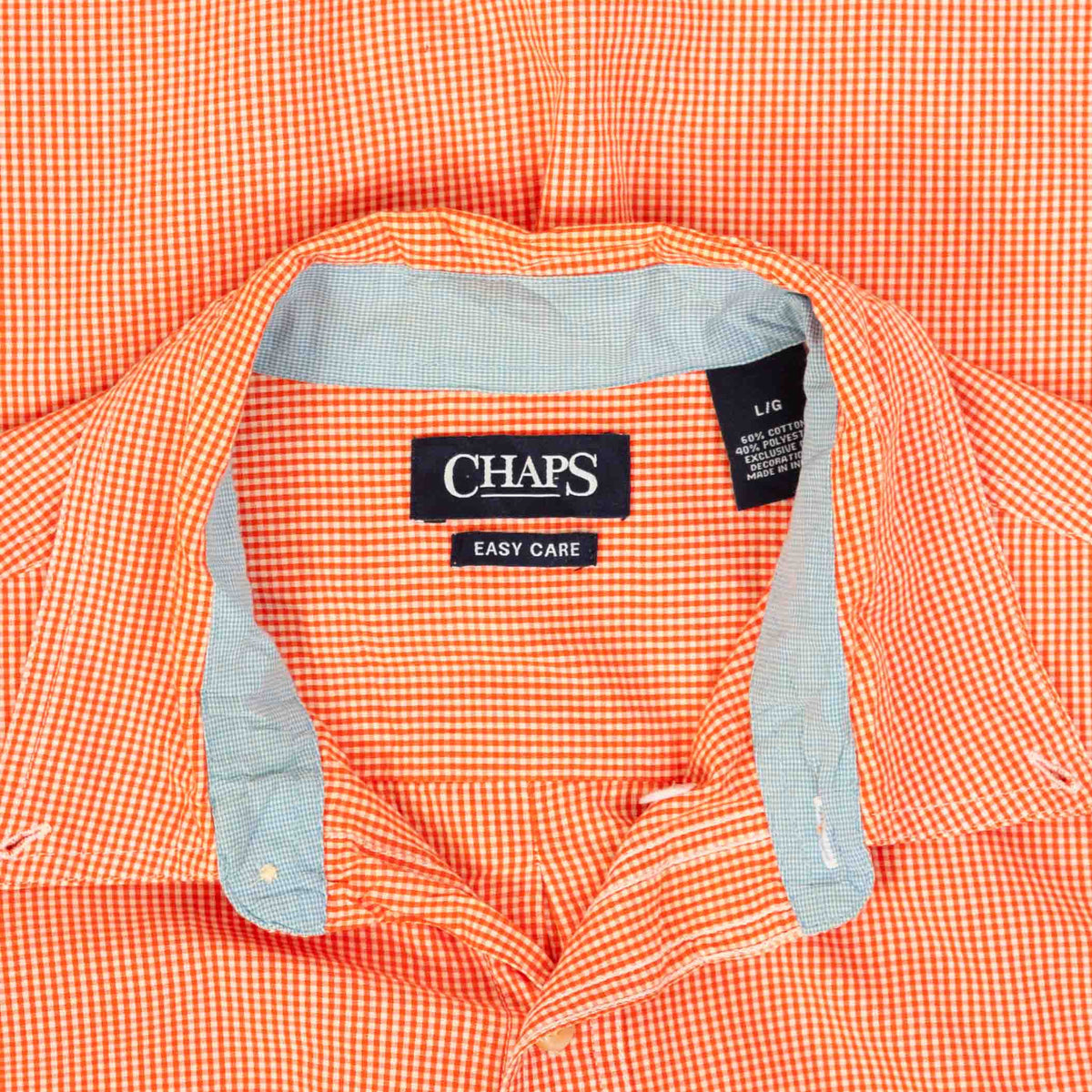 MEN'S VINTAGE CHAPS CHECKED COTTON SHIRT - LARGE
