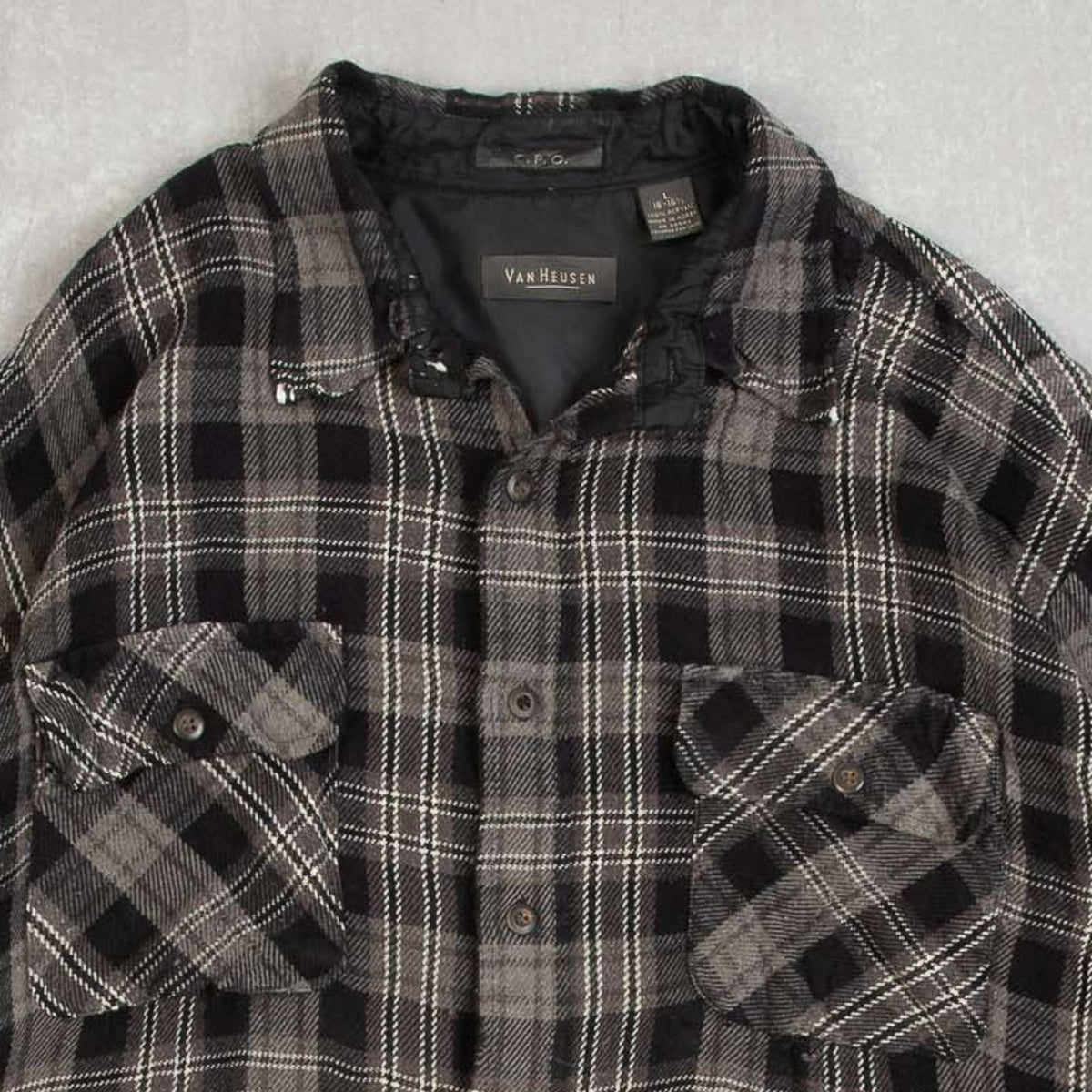 MEN'S VINTAGE 1990S WOOL STYLE CHECKED FLANNEL SHIRT - LARGE