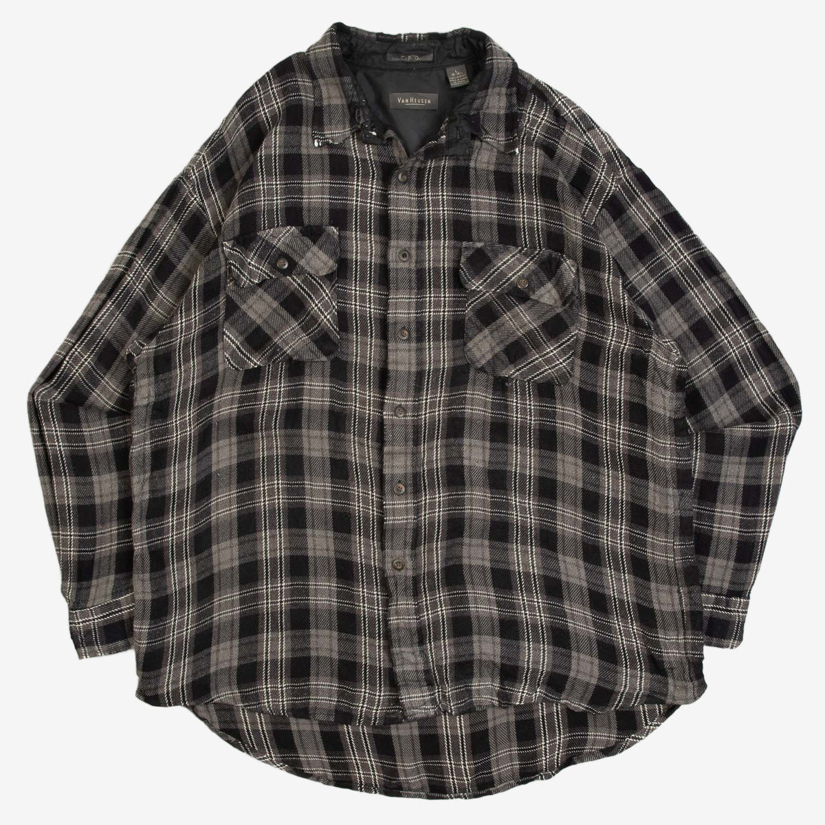 MEN'S VINTAGE 1990S WOOL STYLE CHECKED FLANNEL SHIRT - LARGE