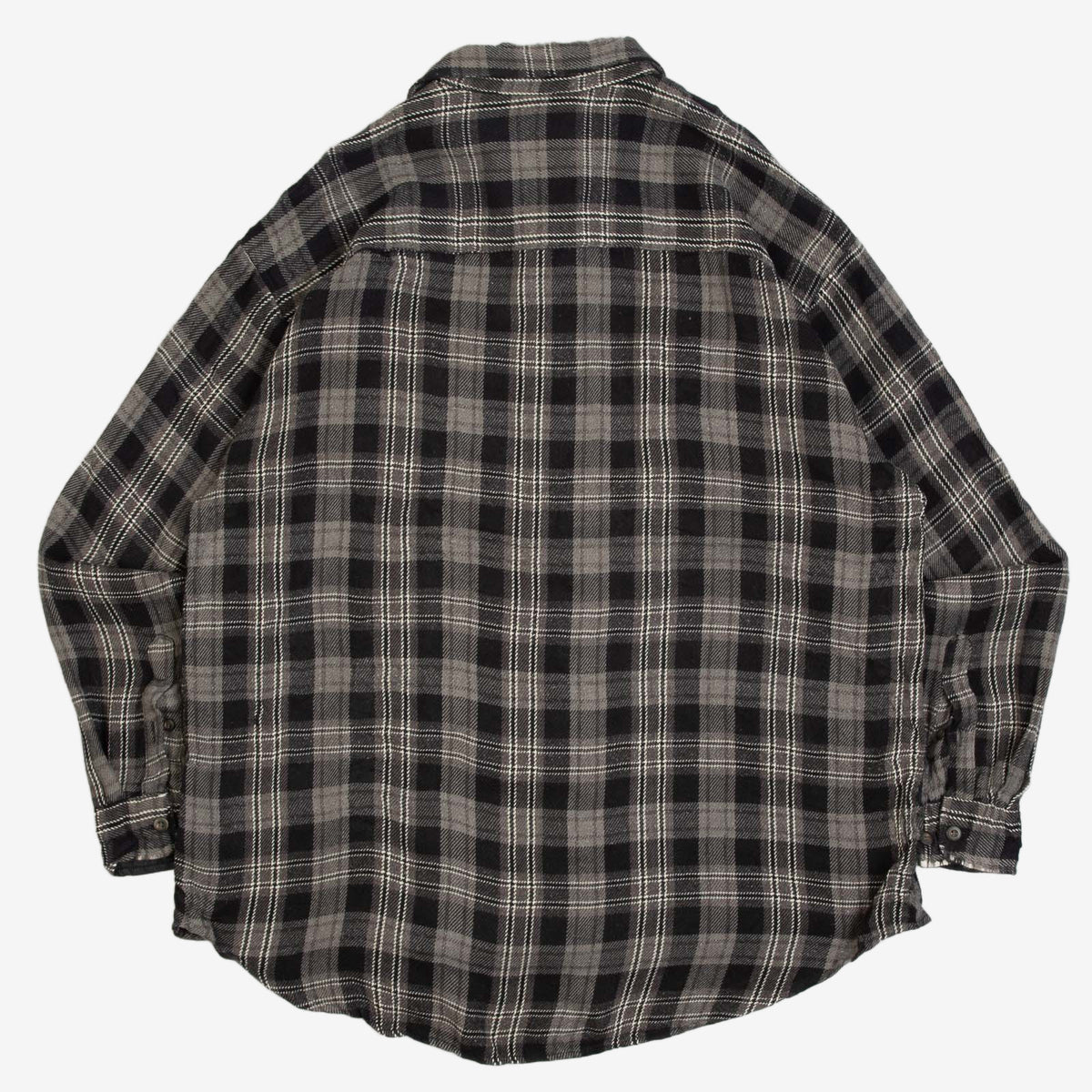 MEN'S VINTAGE 1990S WOOL STYLE CHECKED FLANNEL SHIRT - LARGE