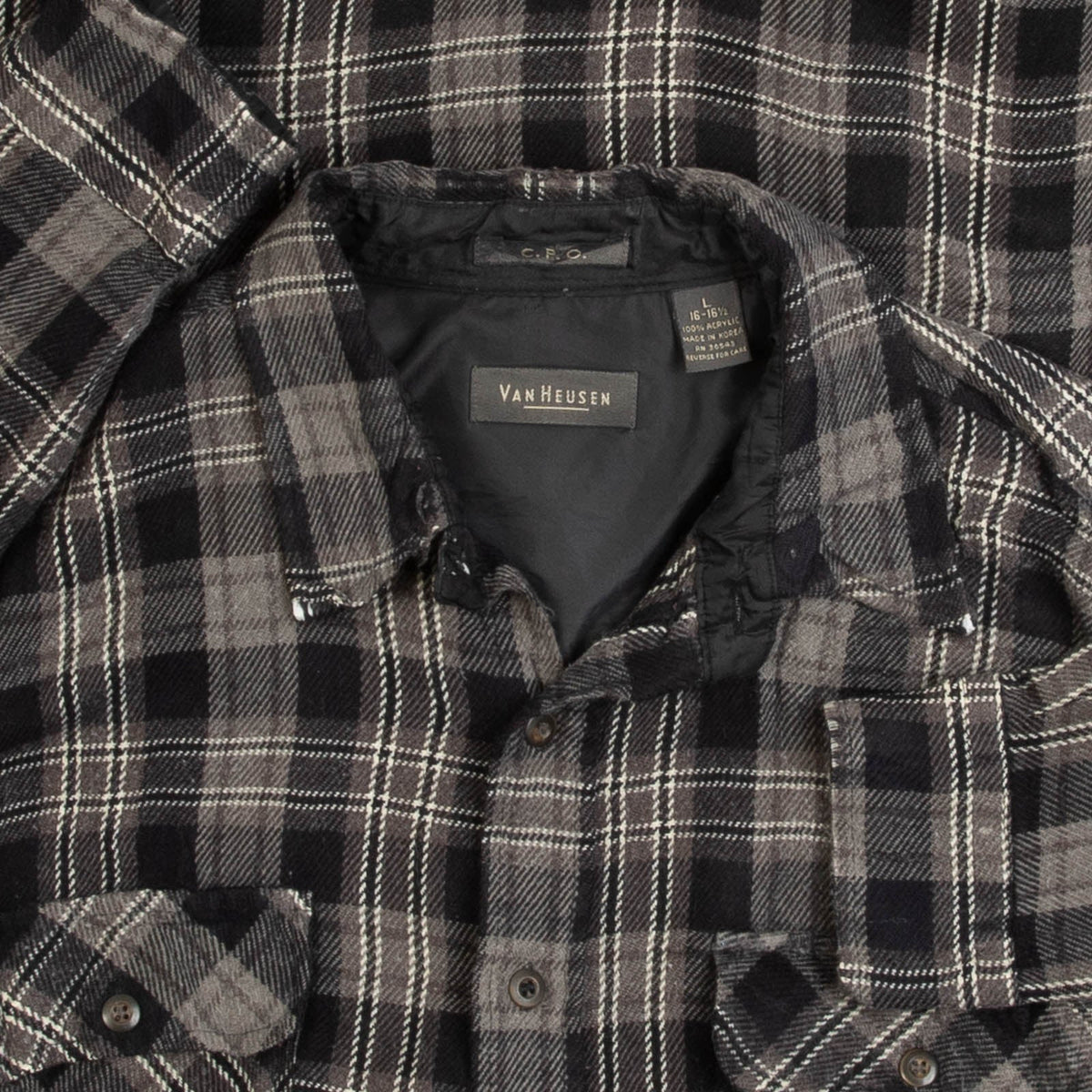 MEN'S VINTAGE 1990S WOOL STYLE CHECKED FLANNEL SHIRT - LARGE