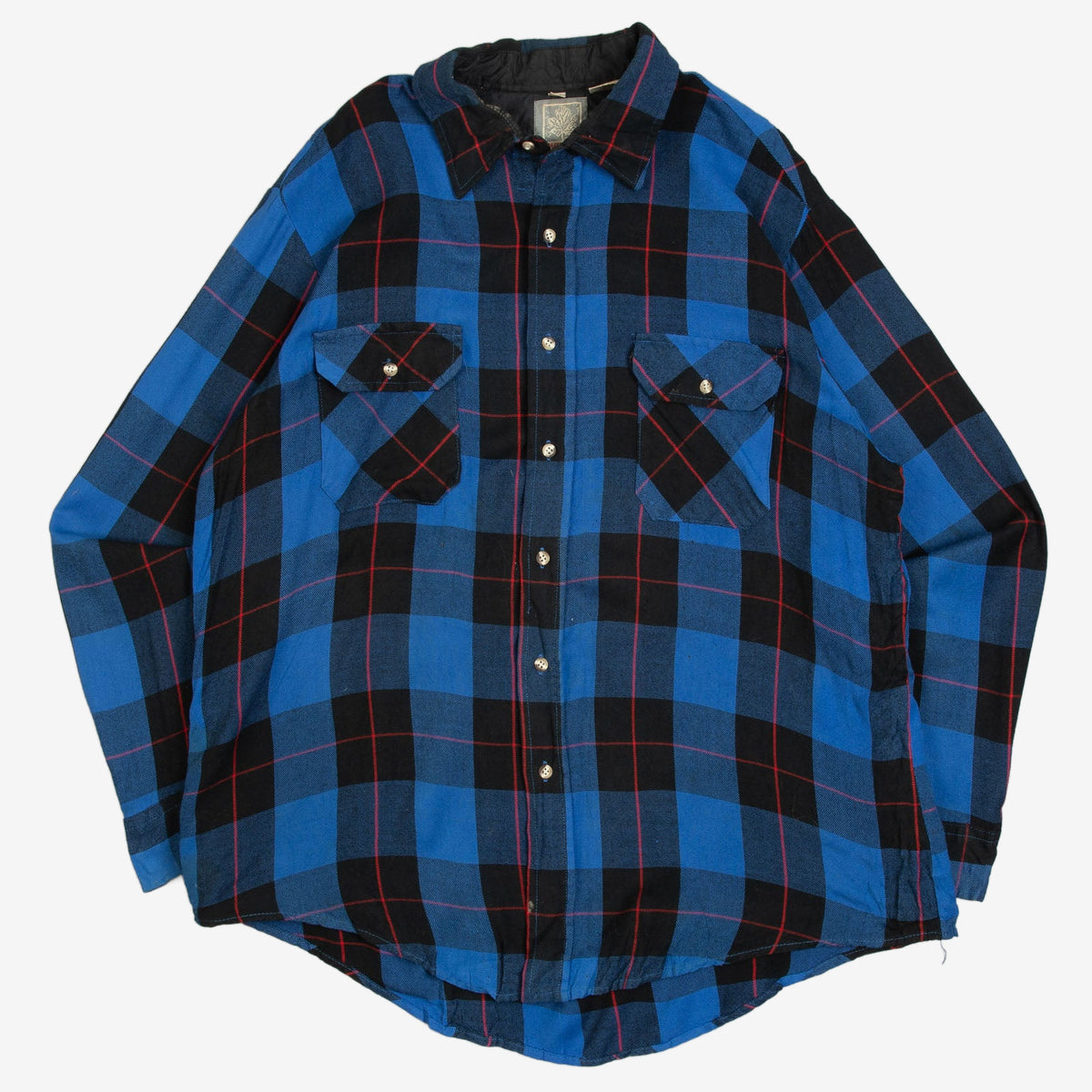 MEN'S VINTAGE 1990S WOOL STYLE CHECKED FLANNEL SHIRT - X-LARGE
