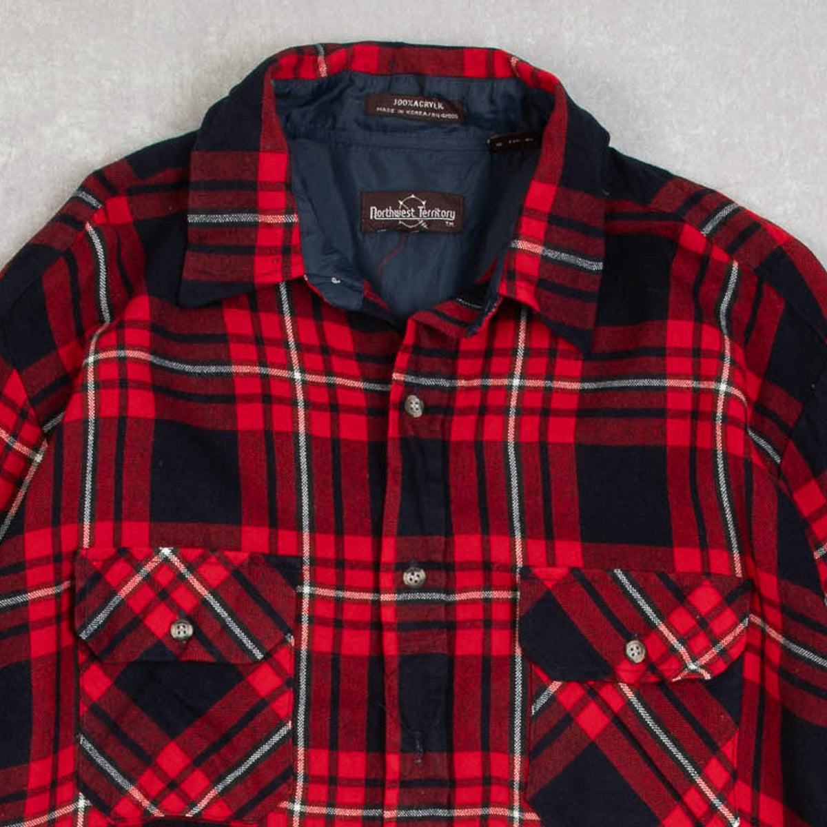 MEN'S VINTAGE 1990S WOOL STYLE CHECKED FLANNEL SHIRT - LARGE