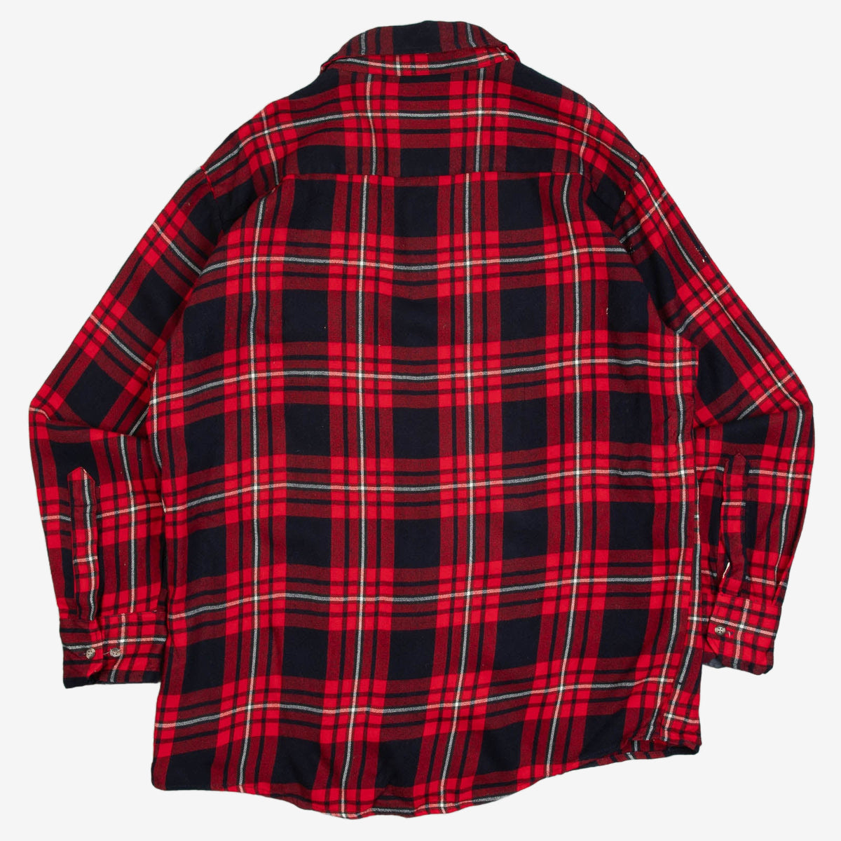 MEN'S VINTAGE 1990S WOOL STYLE CHECKED FLANNEL SHIRT - LARGE