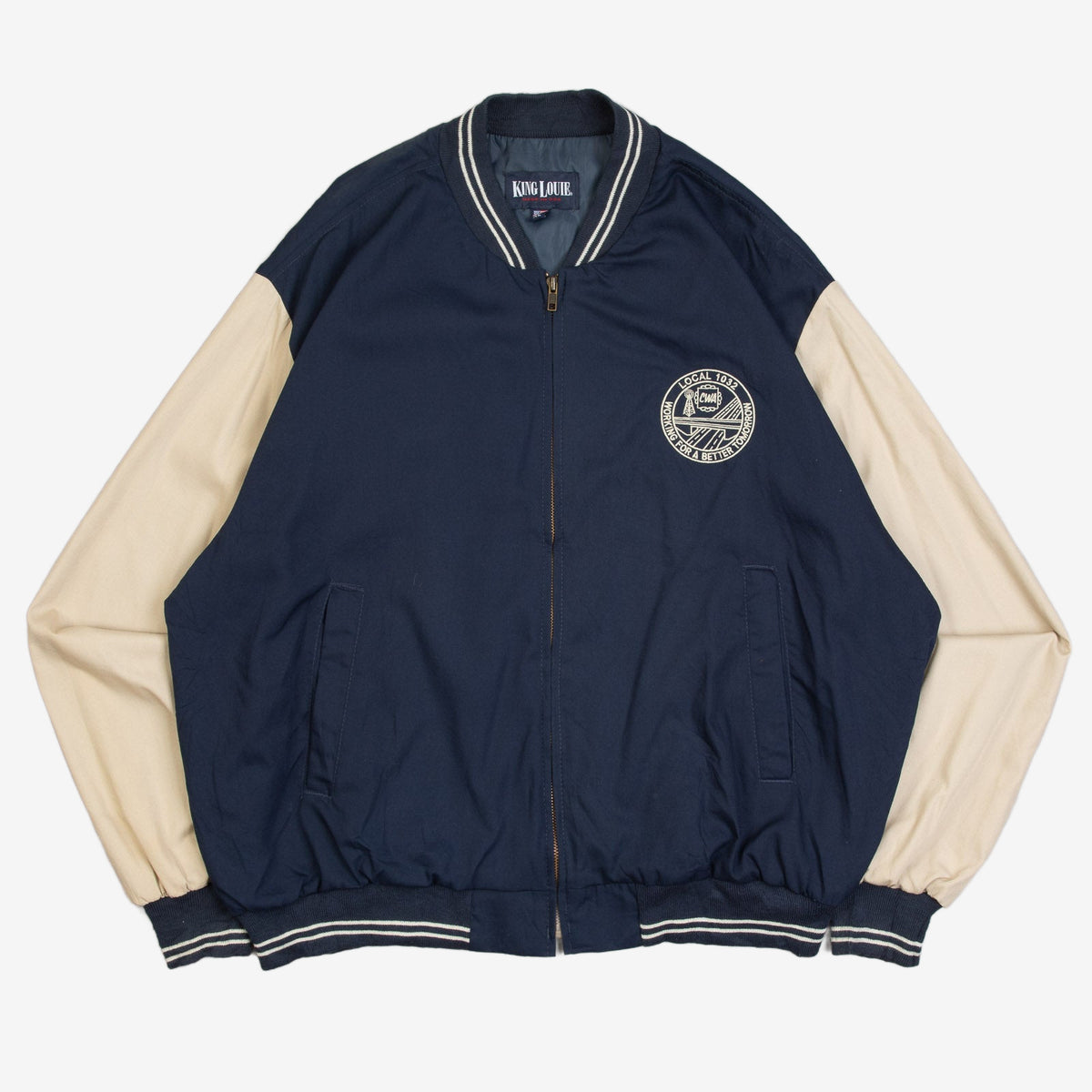 MEN'S VINTAGE 1990S CWA VARSITY BOMBER JACKET - X-LARGE