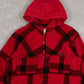 MEN'S VINTAGE 1980S CHECKED FULL ZIP HOODED JACKET - MEDIUM