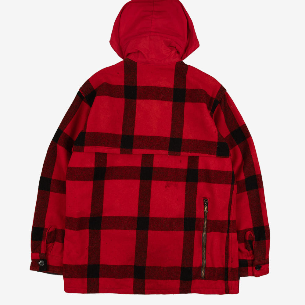 MEN'S VINTAGE 1980S CHECKED FULL ZIP HOODED JACKET - MEDIUM
