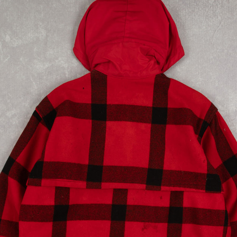 MEN'S VINTAGE 1980S CHECKED FULL ZIP HOODED JACKET - MEDIUM