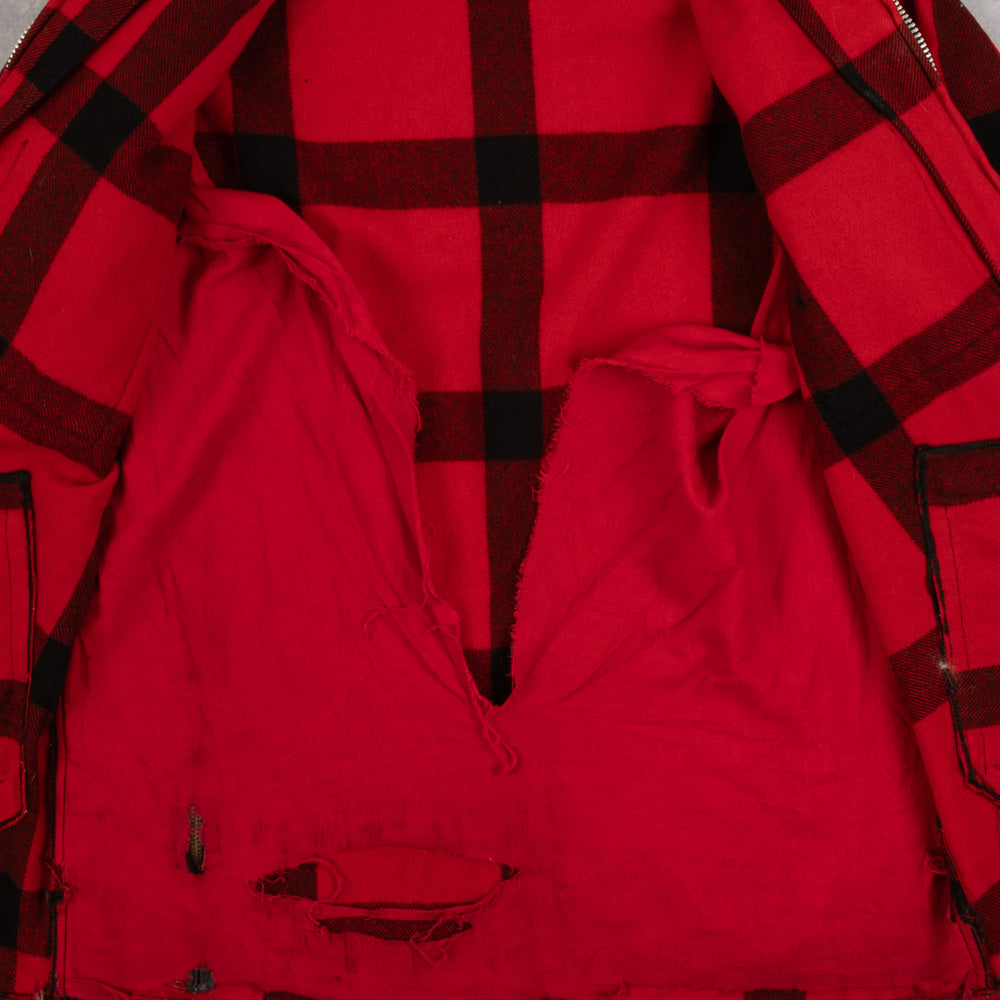 MEN'S VINTAGE 1980S CHECKED FULL ZIP HOODED JACKET - MEDIUM