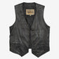 MEN'S VINTAGE 1990S LEATHER VEST JACKET - SMALL