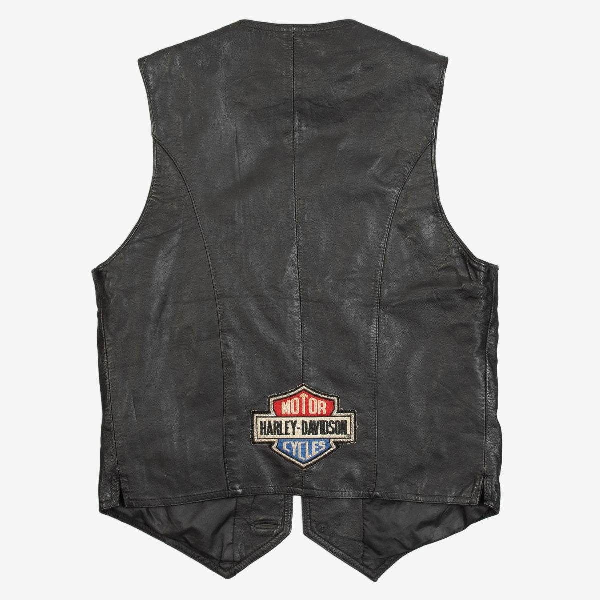MEN'S VINTAGE 1990S LEATHER VEST JACKET - SMALL