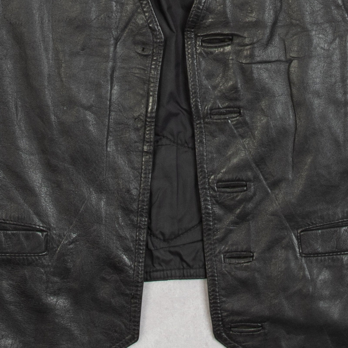MEN'S VINTAGE 1990S LEATHER VEST JACKET - SMALL