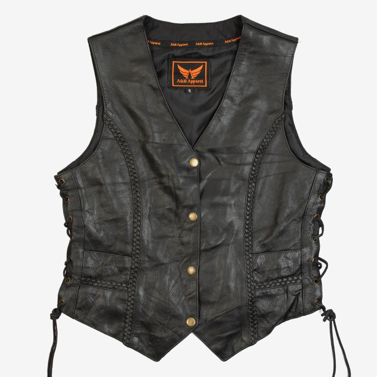 MEN'S VINTAGE 1990S LEATHER VEST JACKET - SMALL