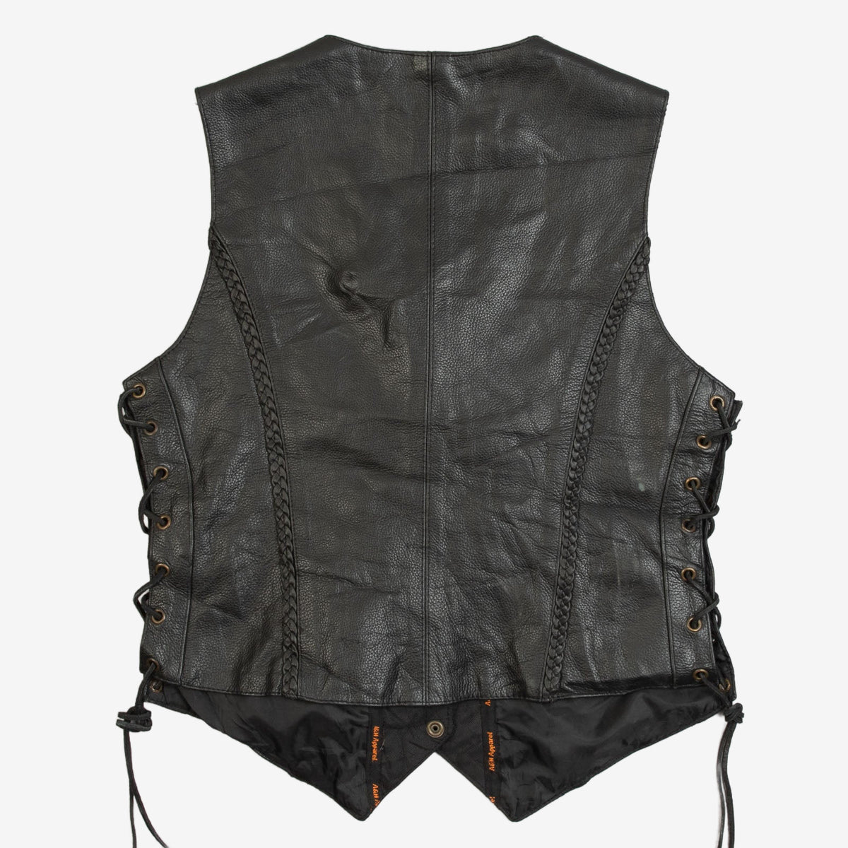 MEN'S VINTAGE 1990S LEATHER VEST JACKET - SMALL