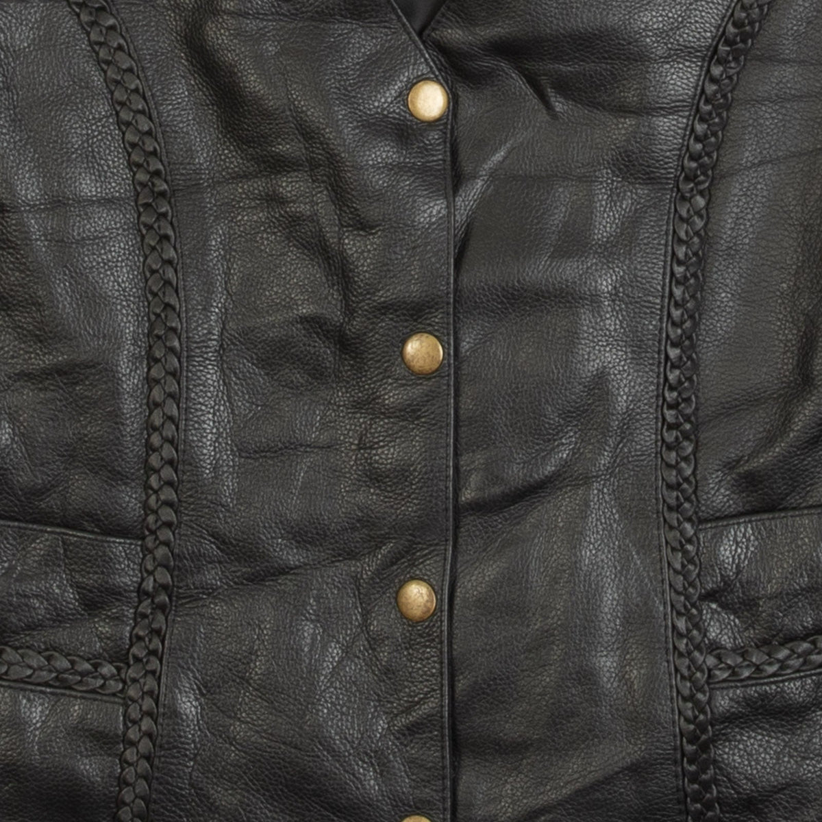 MEN'S VINTAGE 1990S LEATHER VEST JACKET - SMALL