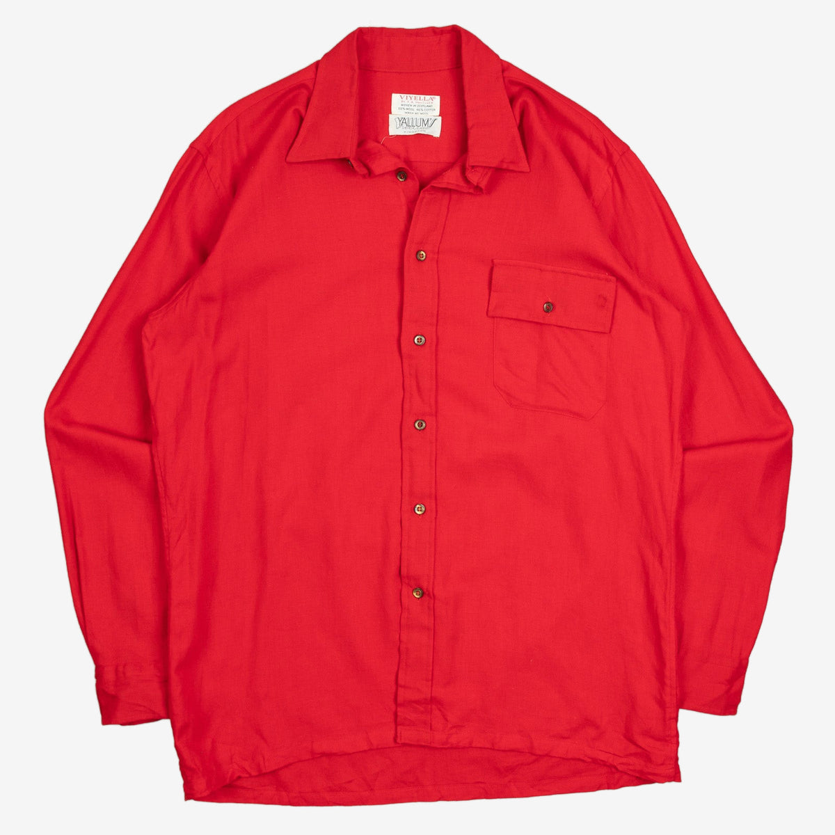 MEN'S VINTAGE 1980S WOOL LONG SLEEVE SHIRT - LARGE