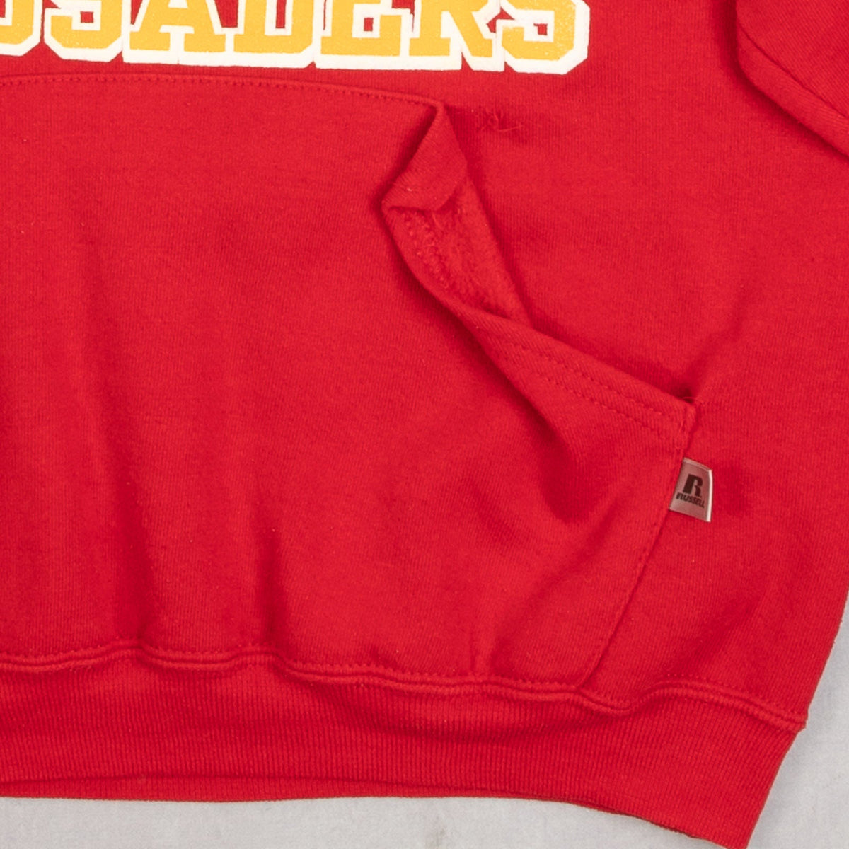 MEN'S VINTAGE RUSSELL ATHLETIC BC CRUSADERS HOODED SWEATSHIRT - SMALL