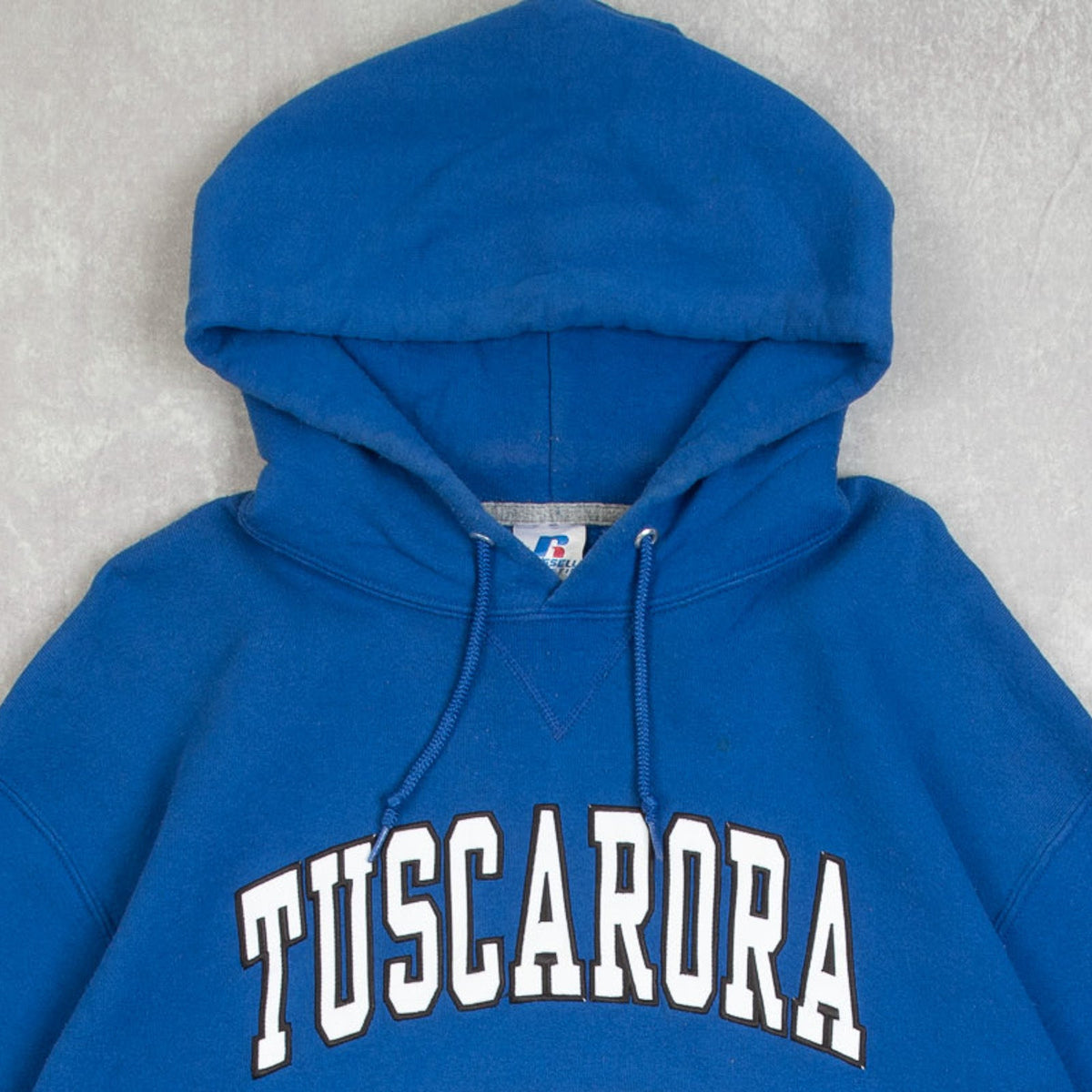 MEN'S VINTAGE RUSSELL ATHLETIC TUSCARORA ATHLETICS HOODED SWEATSHIRT - X-LARGE